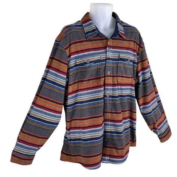 Eddie Bauer Mens XL Striped Long Sleeve Button Up Soft Flannel Shacket Western - Picture 6 of 16